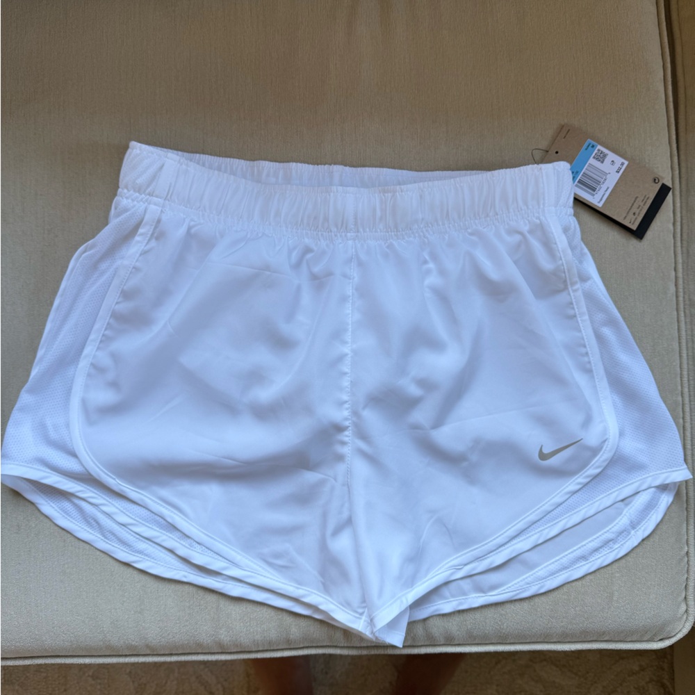 Nike Women's White and Gold Athletic Shorts